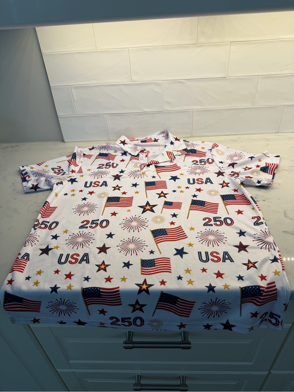 250 Patriotic America Polo-Red White Blue